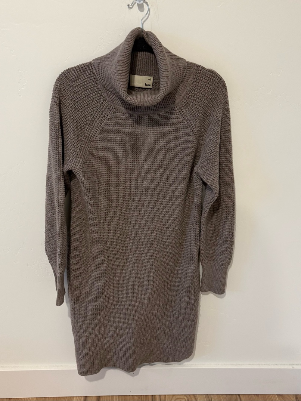 Wilfred Free Aritzia Bianca Gray Knit Merino Wool Turtleneck Sweater Dress Large